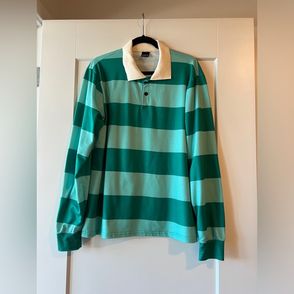 Men’s Steve Halloween Costume in Classic Green Striped Long Sleeve - Picture 1 of 3